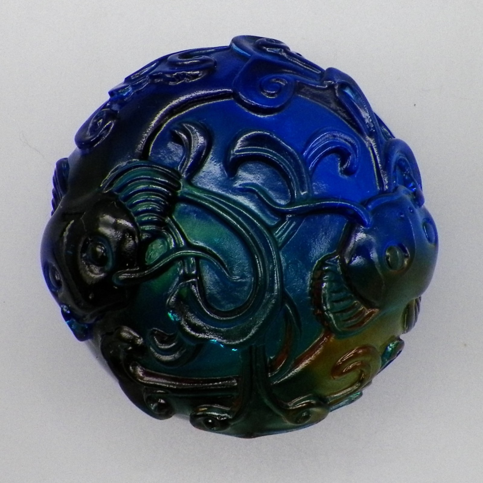 Tittot Liuli Art Glass Koi Fish Paperweight Cobalt Blue Oxide 2002 Signed Number Tittot Liuli Art Glass Koi Fish Paperweight Cobalt Blue Oxide 2002 Signed Number