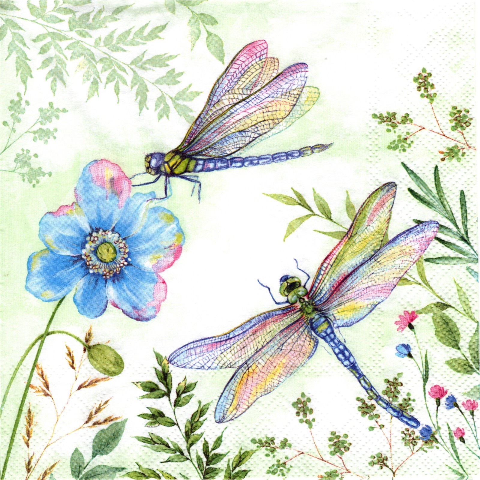 (2) Two Paper Lunch Napkins for Decoupage/Mixed Media - Favorite Place dragonfly