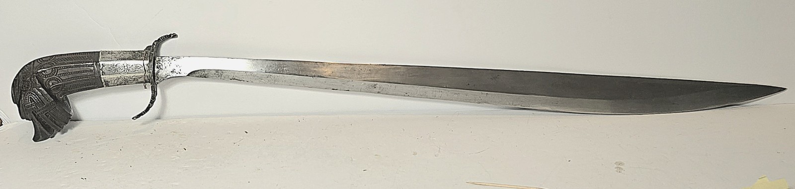 Antique Fine Quality 19th.c. Philippino Monster Head Sword With Silver Mounts .