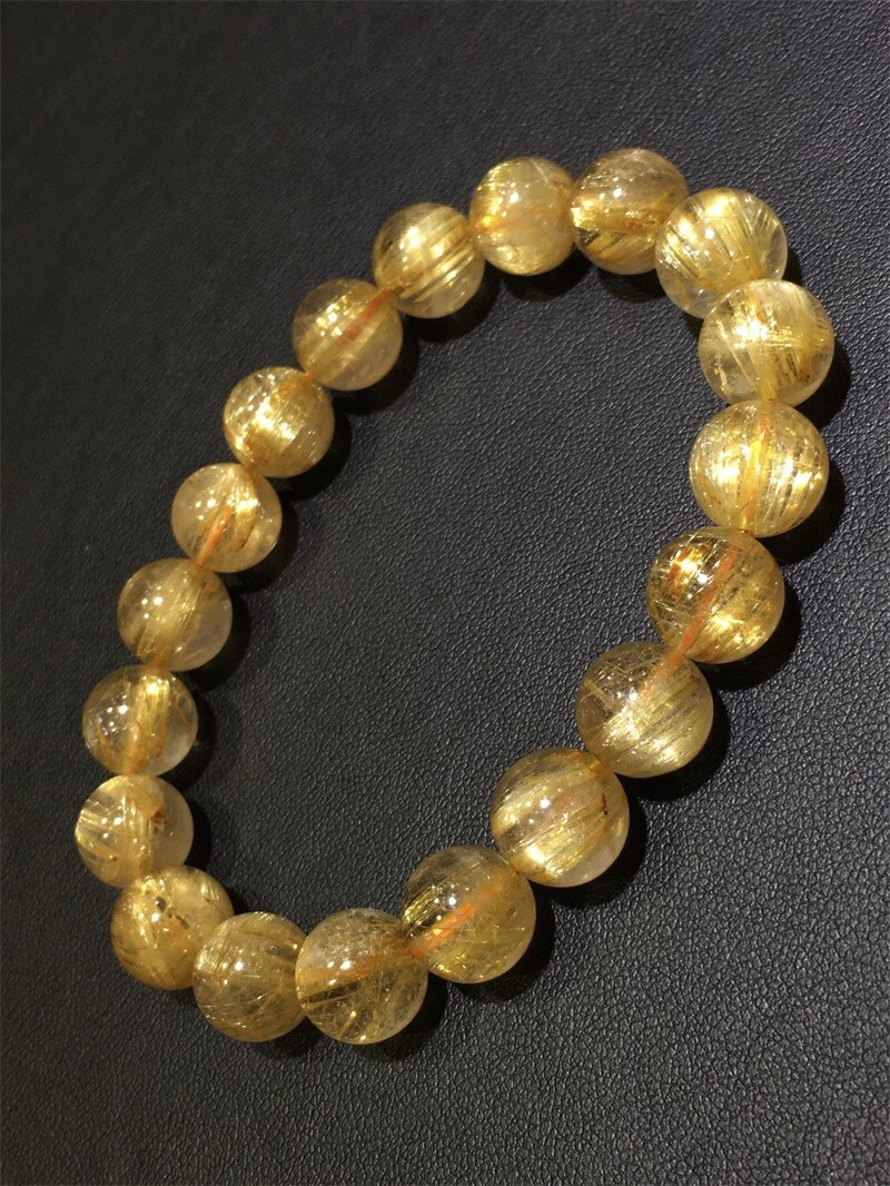 10.5mm Top Natural Gold Quartz Golden Hair Rutilated Titanium Crystal Bracelet 10.5mm Top Natural Gold Quartz Golden Hair Rutilated Titanium Crystal Bracelet