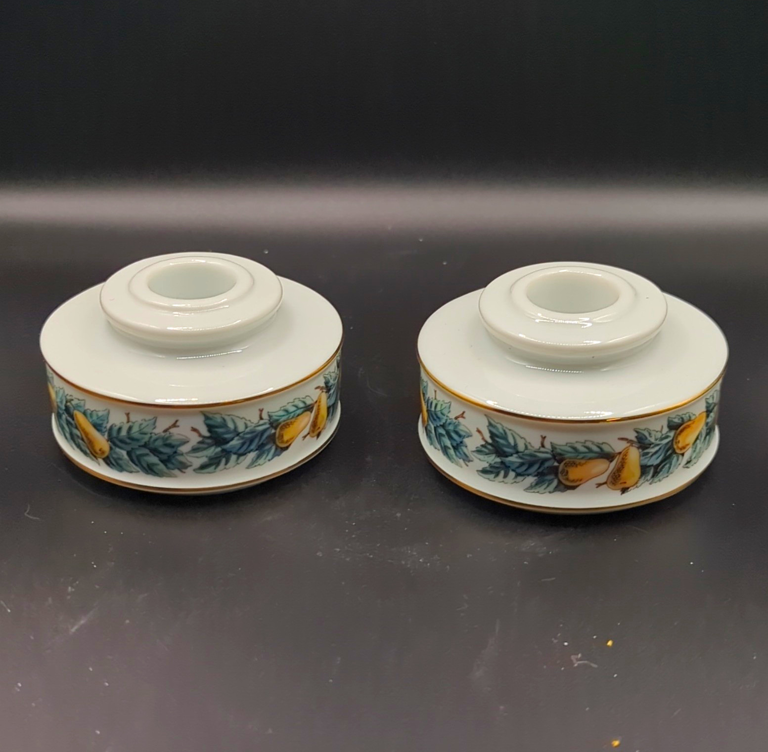Set of 2 VTG AVON Partridge In A Pear Tree Christmas Candle Holders, c 1970s Set of 2 VTG AVON Partridge In A Pear Tree Christmas Candle Holders, c 1970s