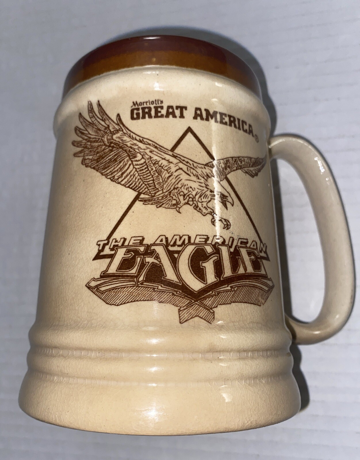 VTG Marriotts Great America Mug American Eagle Souvenir Amusmt Pk Roller Coastr