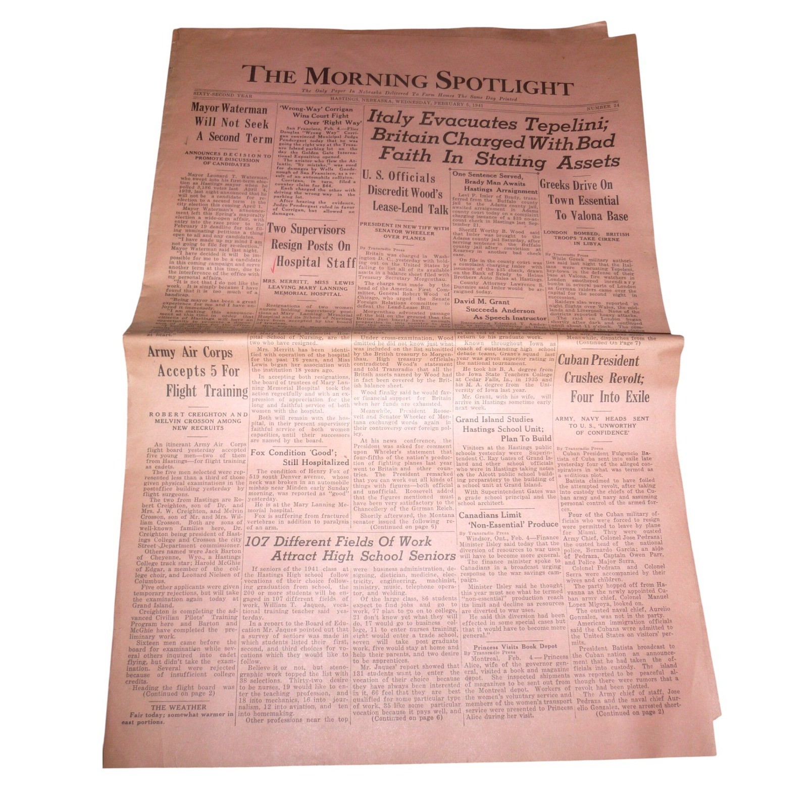 Vintage 1941 The Morning Spotlight Hastings Nebraska Newspaper WWII Chevrolet Ad Vintage 1941 The Morning Spotlight Hastings Nebraska Newspaper WWII Chevrolet Ad