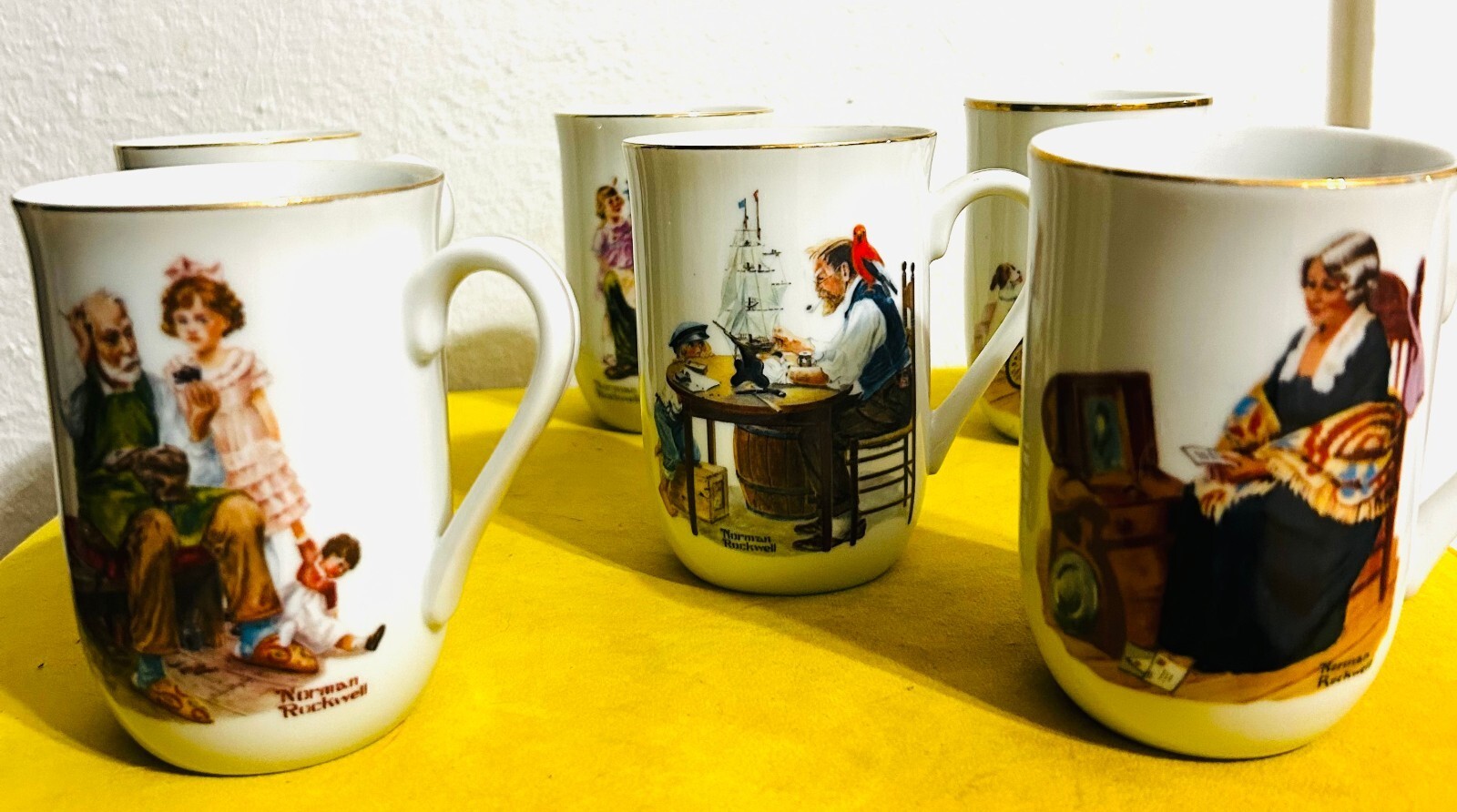 VTG 1982 Norman Rockwell Museum Mugs Set (6) VTG 1982 Norman Rockwell Museum Mugs Set (6)
