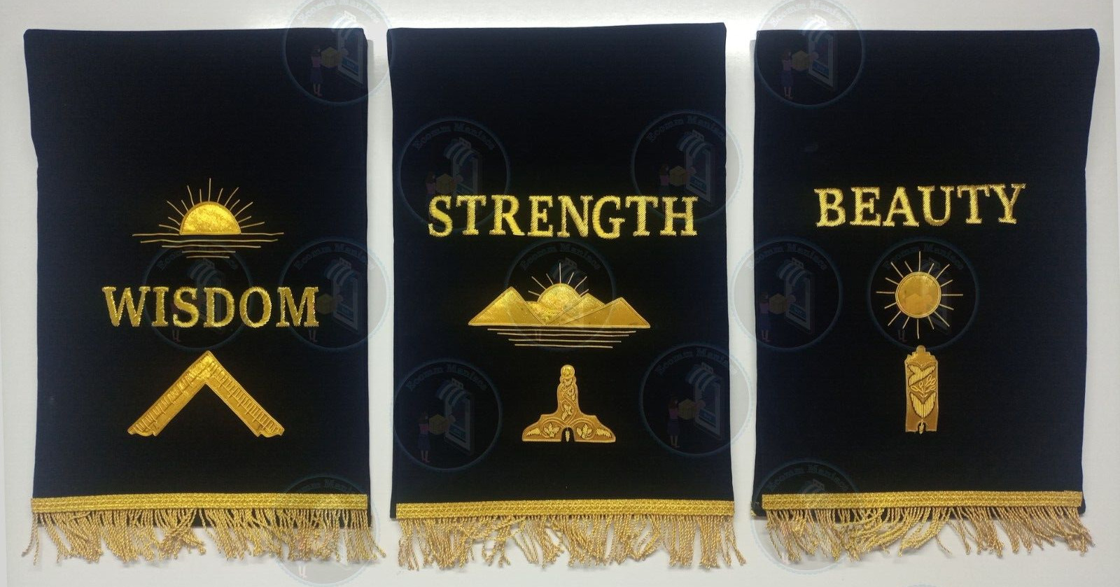 Masonic Regalia Blue Lodge Pedestal Covers Hand Embroidered Banners Fine Quality