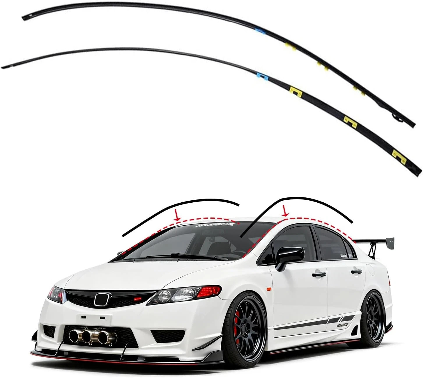 Left & Right Molding Drip Side Set Compatible with Honda Civic 2006-2011 Windshi Left & Right Molding Drip Side Set Compatible with Honda Civic 2006-2011 Windshi