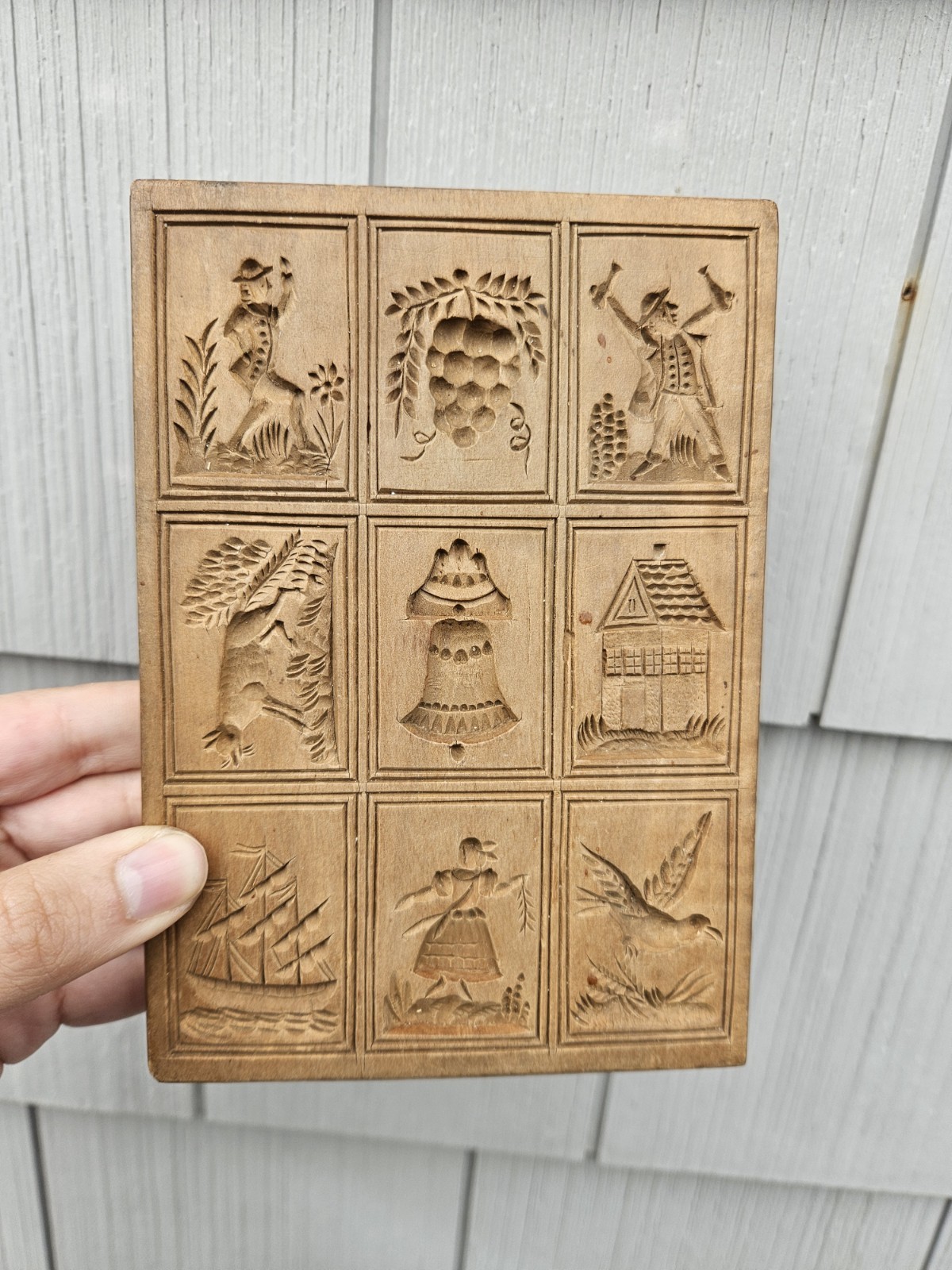 RARE WOODEN GERMAN Springerle Speculaas Butter Cookie Stamp Press Mold 9 PRINT