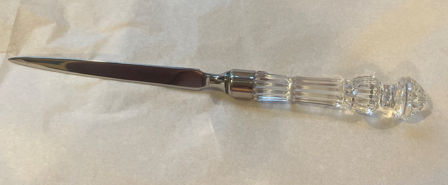Waterford Vintage Crystal Letter Opener 8.25 in long - Stainless Steele Blade