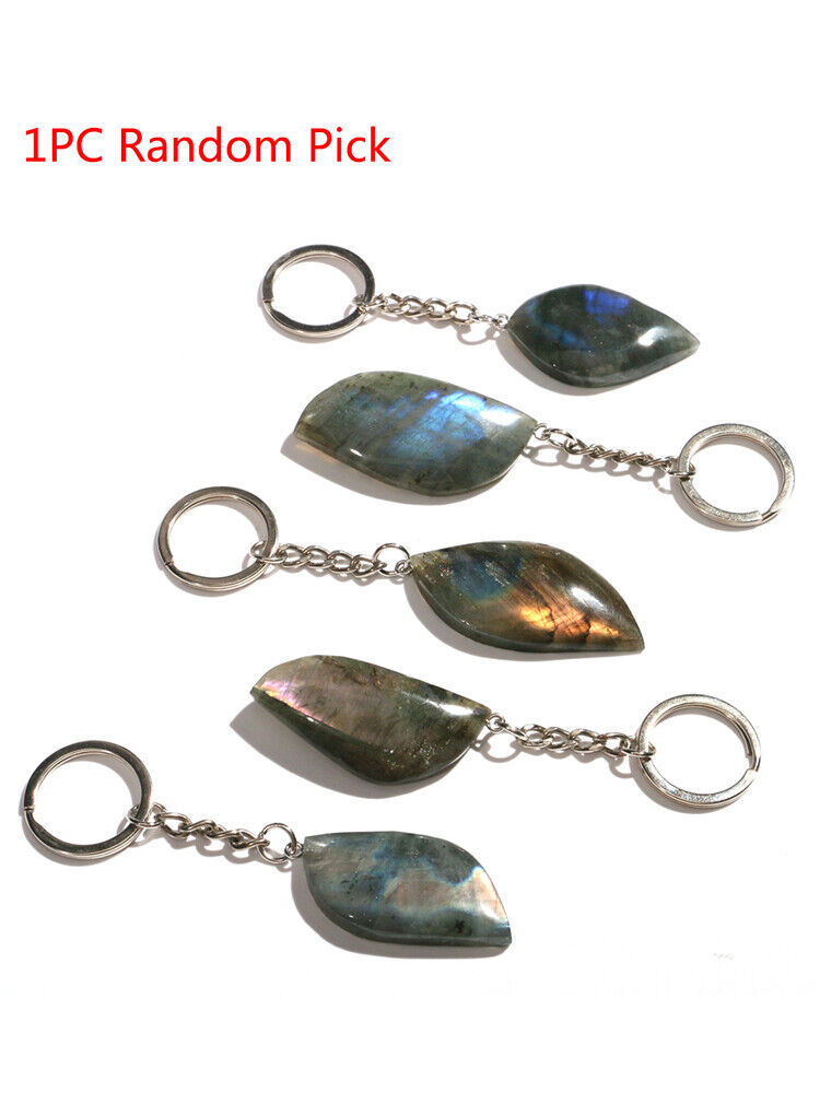 Labradorite Natural Crystal Key Chain Keyring Gemstone Quartz Reiki Healing Gift