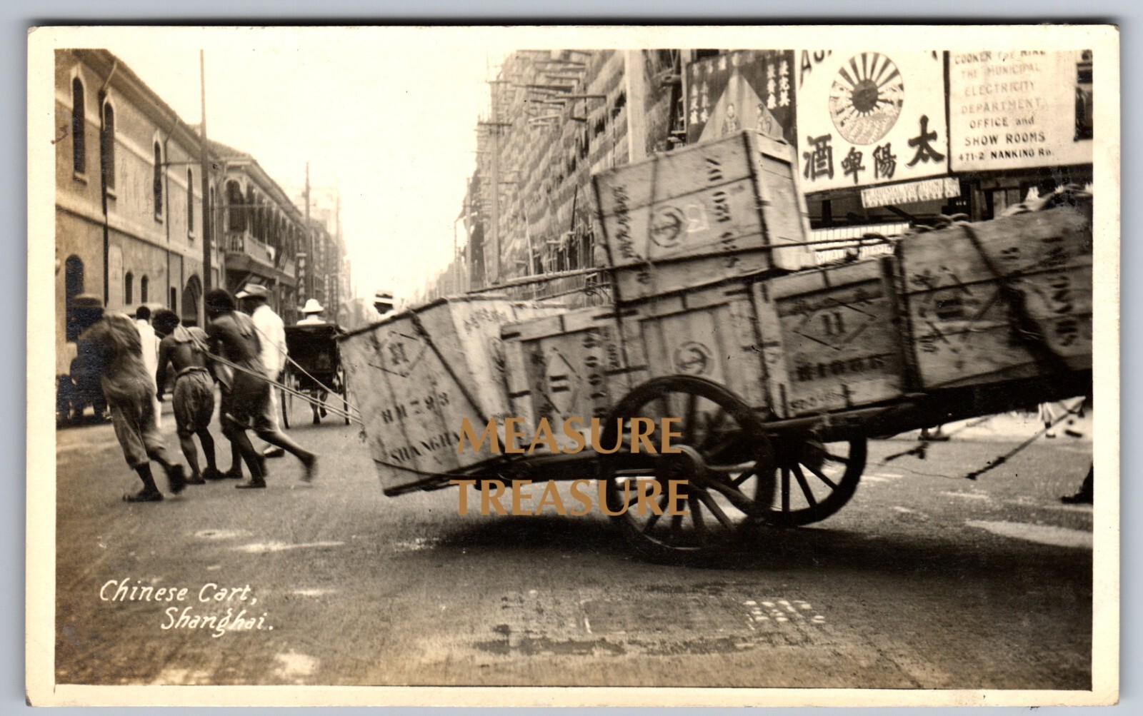 C.1915 RPPC SHANGHAI CHINA NANKING NANJING ROAD CART SIGN PHOTO Postcard P67 C.1915 RPPC SHANGHAI CHINA NANKING NANJING ROAD CART SIGN PHOTO Postcard P67