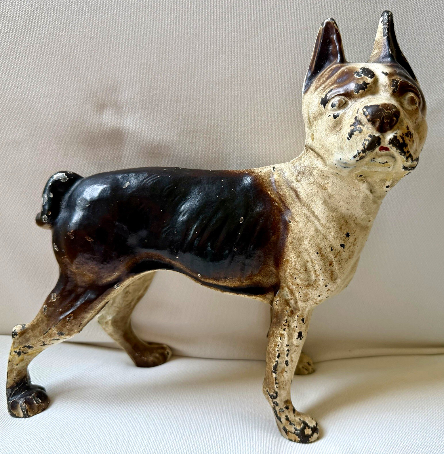 Vintage Cast Iron Boston Terrier Dog Figure Door Stop Decorative Doorstop