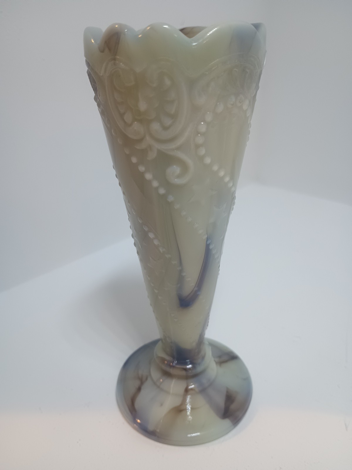 Vintage Marbled Slag Glass Bud Vase