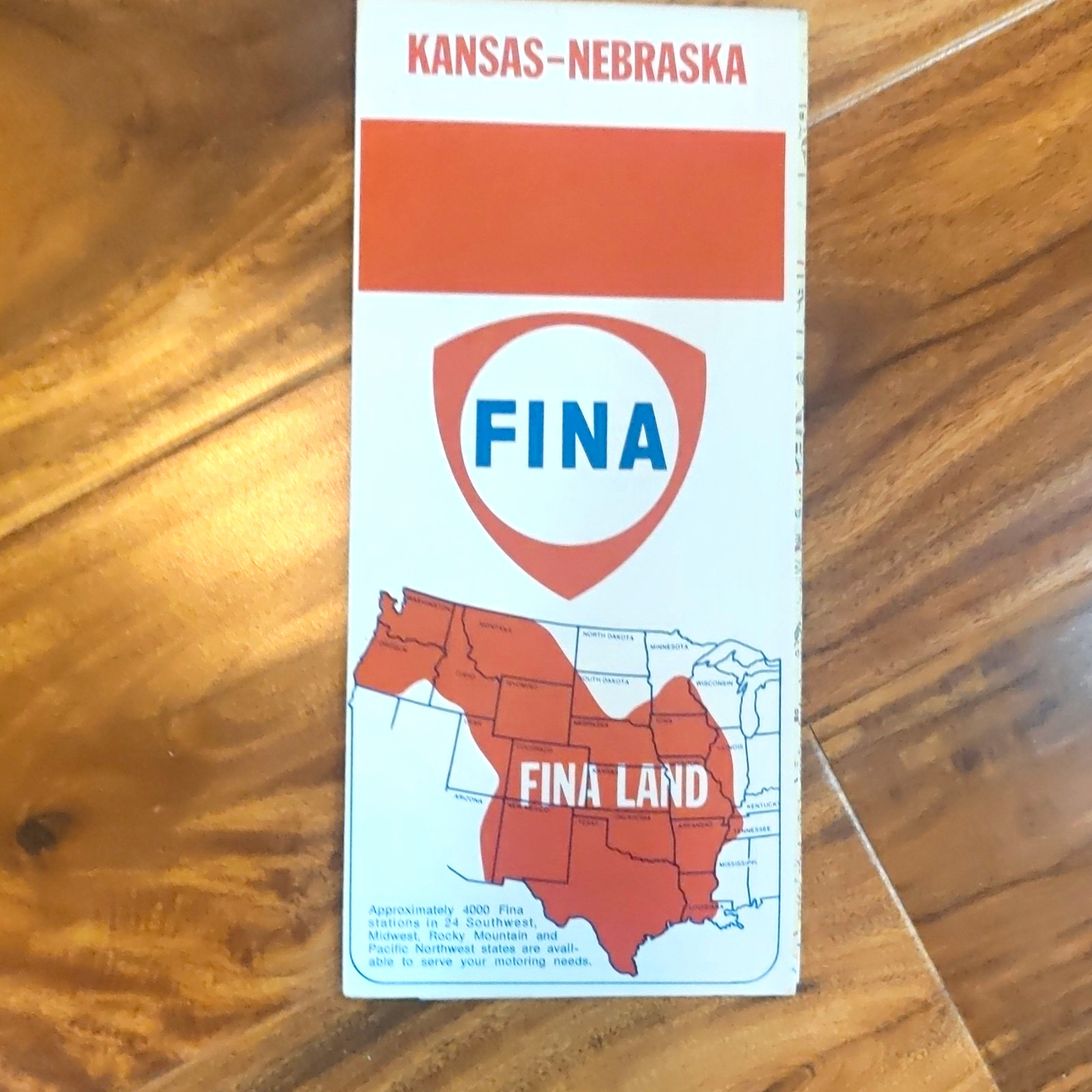 Vtg 1973 Fina Kansas-Nebraska Fold-Out Road Map - Gas & Oil Advertising