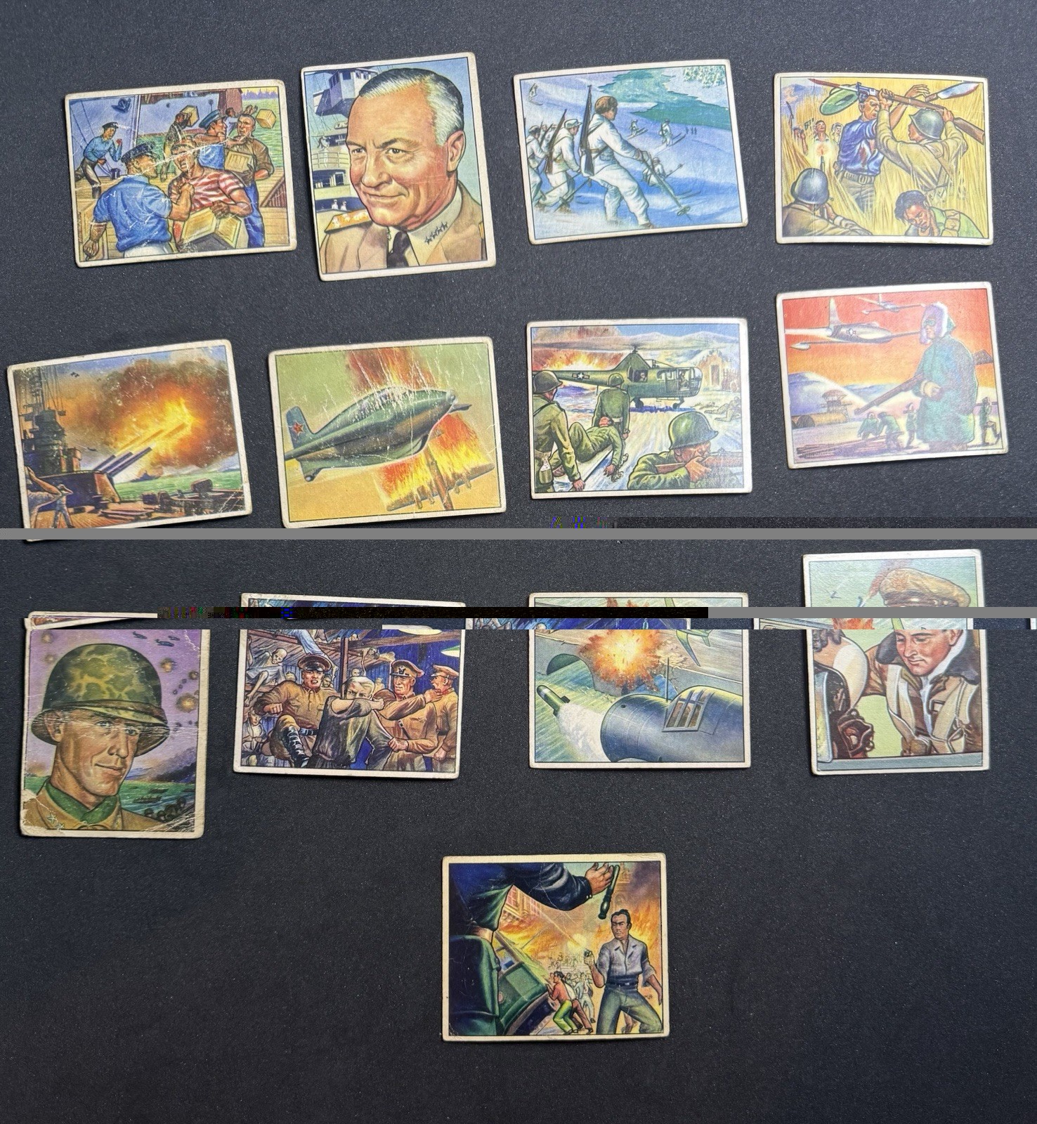 1951 Bowman Fight the Red Menace (13 card Lot) Vintage War Cards 1951 Bowman Fight the Red Menace (13 card Lot) Vintage War Cards