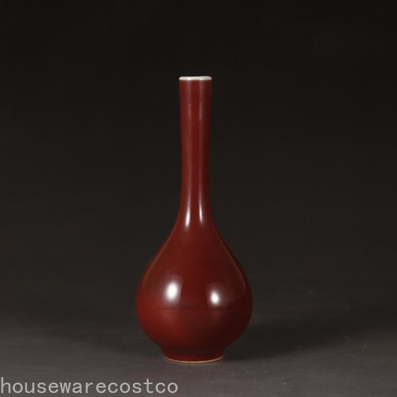 Chinese Red Glaze Porcelain Vase Handmade Ceramics Imitate Antiquity Collect