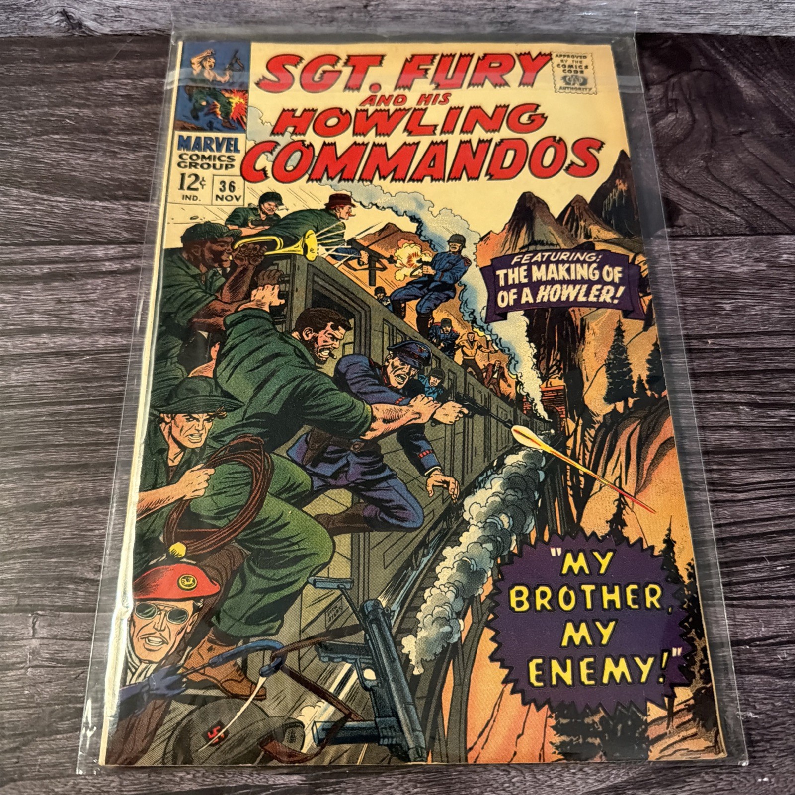 Sgt Fury and His Howling Commandos 36 Marvel 1966 Silver Age Train Cover Comic