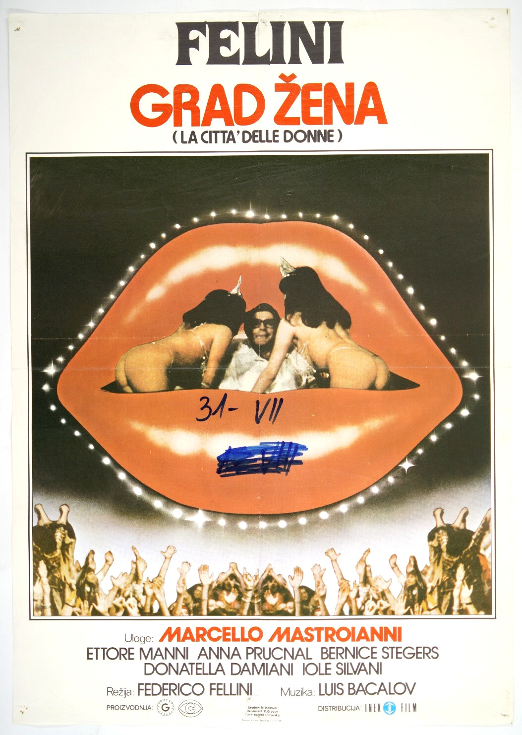 LA CITTÀ DELLE DONNE / CITY OF WOMEN exYU movie poster 1980 MASTROIANNI, FELLINI LA CITTÀ DELLE DONNE / CITY OF WOMEN exYU movie poster 1980 MASTROIANNI, FELLINI