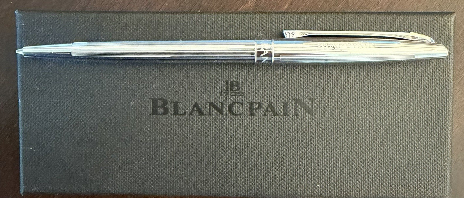 Blancpain/Caran d\'Ache Ballpoint Pen Blue Ink w/ Chrome Trim in Box + Guide Blancpain/Caran d\'Ache Ballpoint Pen Blue Ink w/ Chrome Trim in Box + Guide