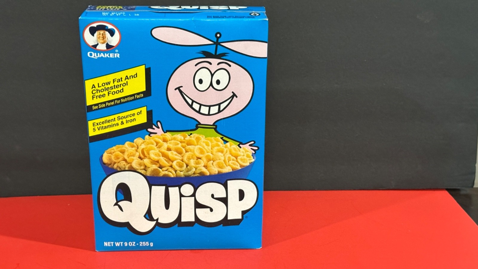 Quaker's Quisp Full Cereal Box with Space Trivia On Box-1994