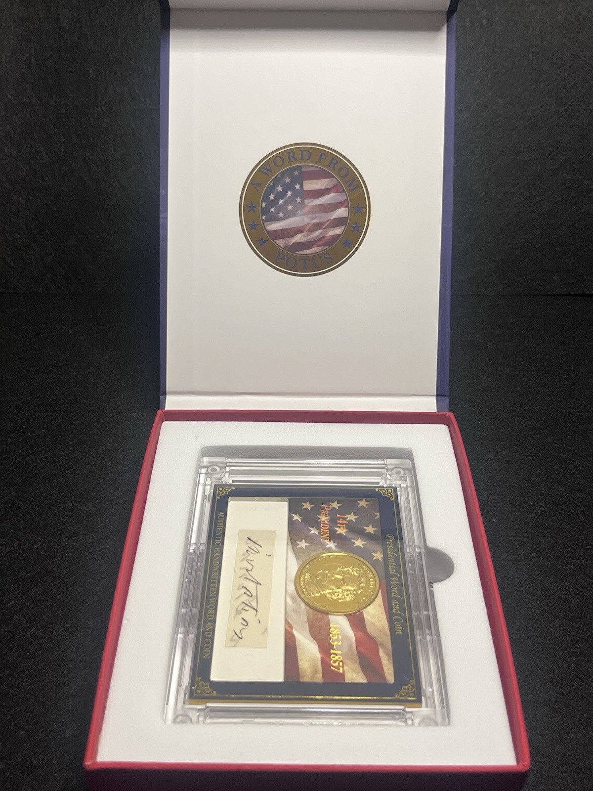 2025 POTUS Franklin Pierce Signed Handwritten Word & Gold Coin Card  - /60