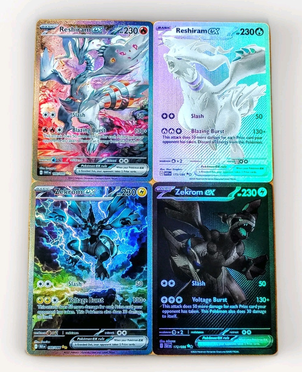 Reshiram EX + Zekrom EX Foil Style Custom Homage Fan Art Set Reshiram EX + Zekrom EX Foil Style Custom Homage Fan Art Set