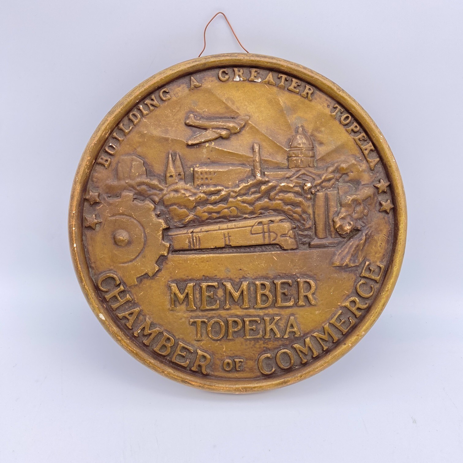 Vintage Topeka Kansas Sign Plaque 1950s Chamber Of Commerce Membership