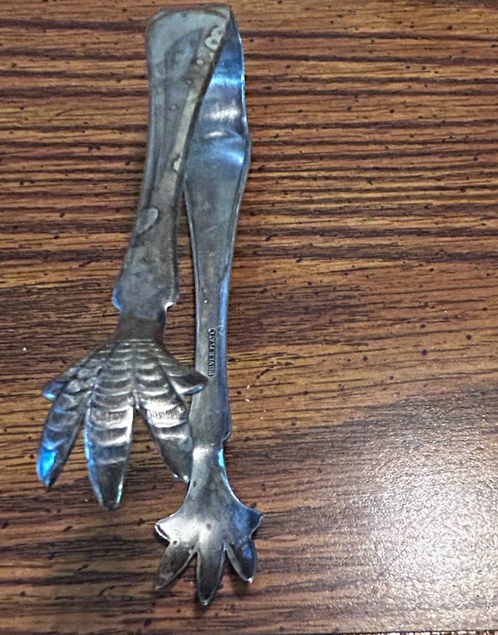 Silver Plate Serving Tongs with Claw/Leaf Tips Marked 