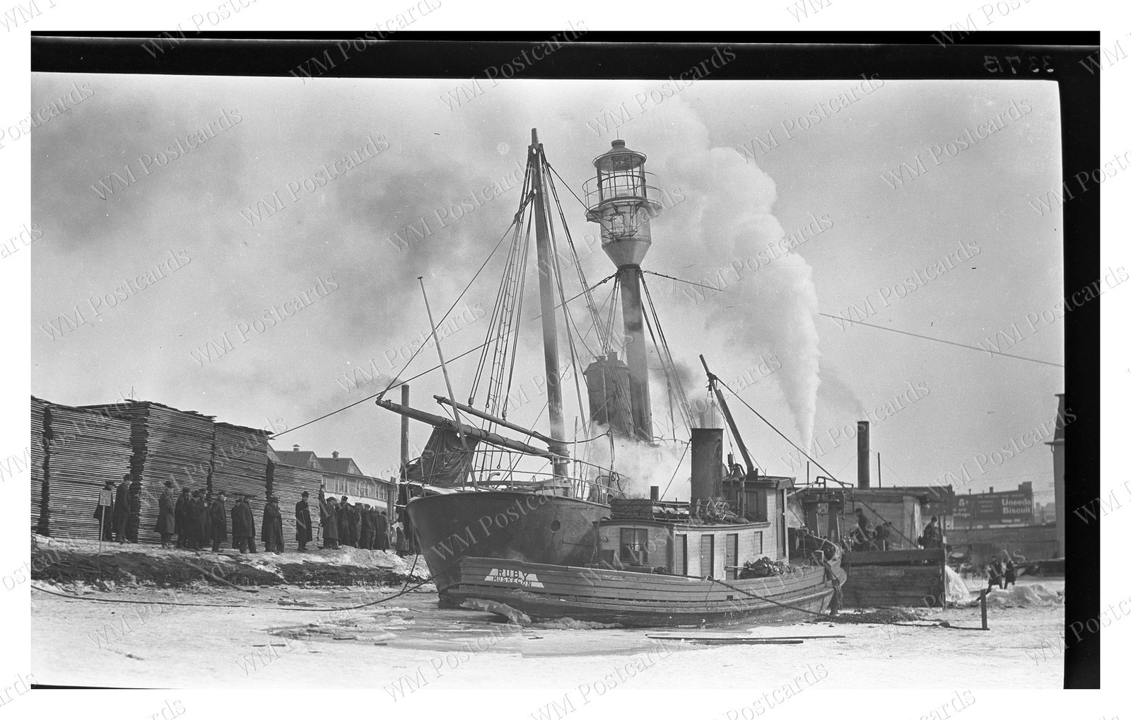 Muskegon Michigan 1911 Lightship Milwaukee No.95 Raising Standard Postcard Muskegon Michigan 1911 Lightship Milwaukee No.95 Raising Standard Postcard
