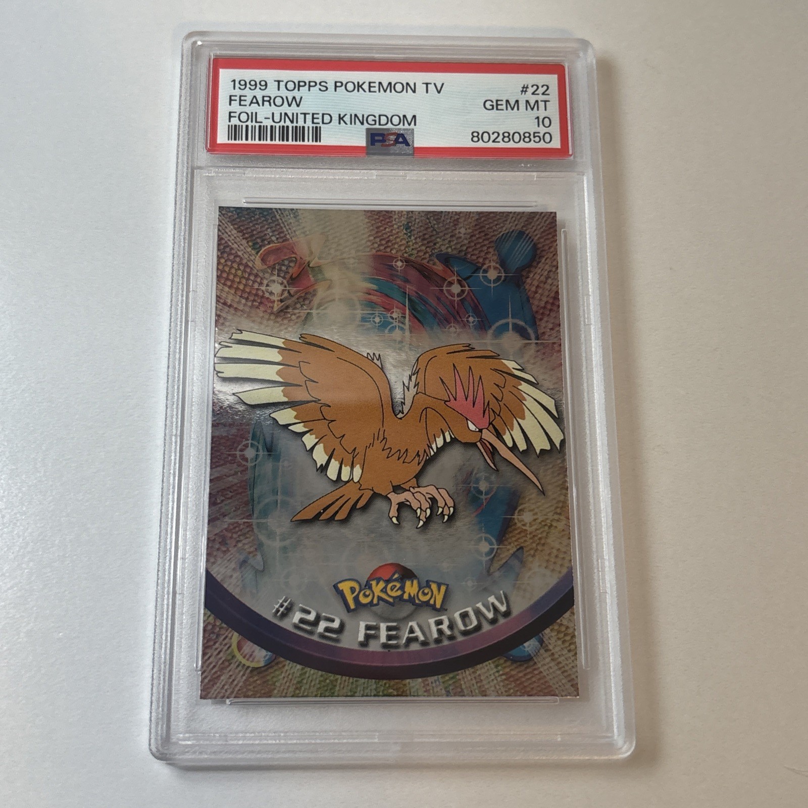 Topps 2000 Topps blue label Pokémon TV Fearow #22 foil (U. K.)  PSA 10 