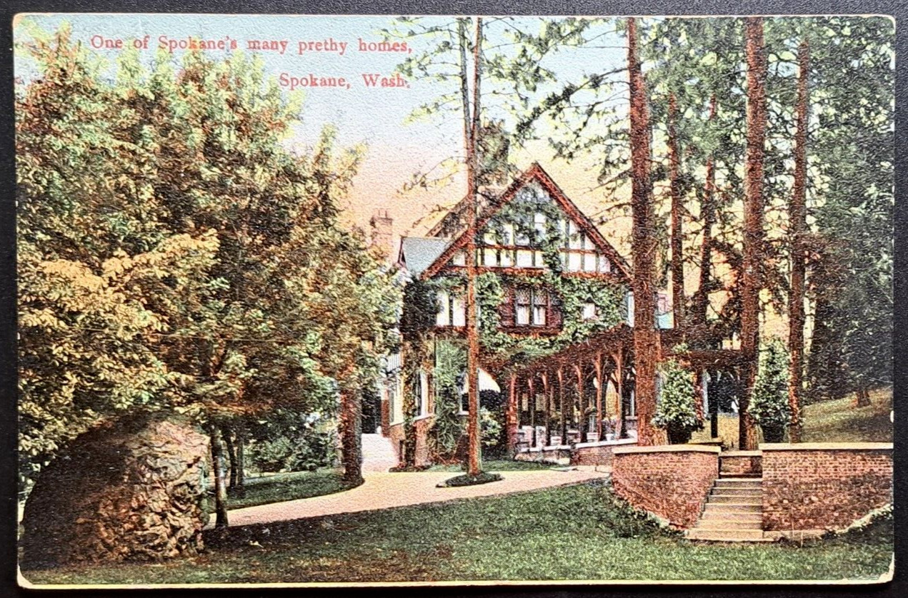 Spokane WA Vintage Postcard Pretty Home Early 1900s Dodd & Imby Germany