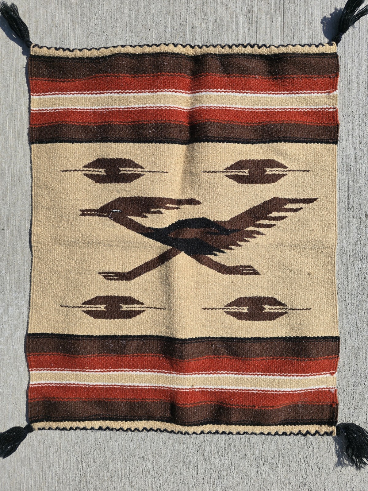 Vtg Mexican Hand Woven Wool Pictorial Rug Wall Hanging Vtg Mexican Hand Woven Wool Pictorial Rug Wall Hanging