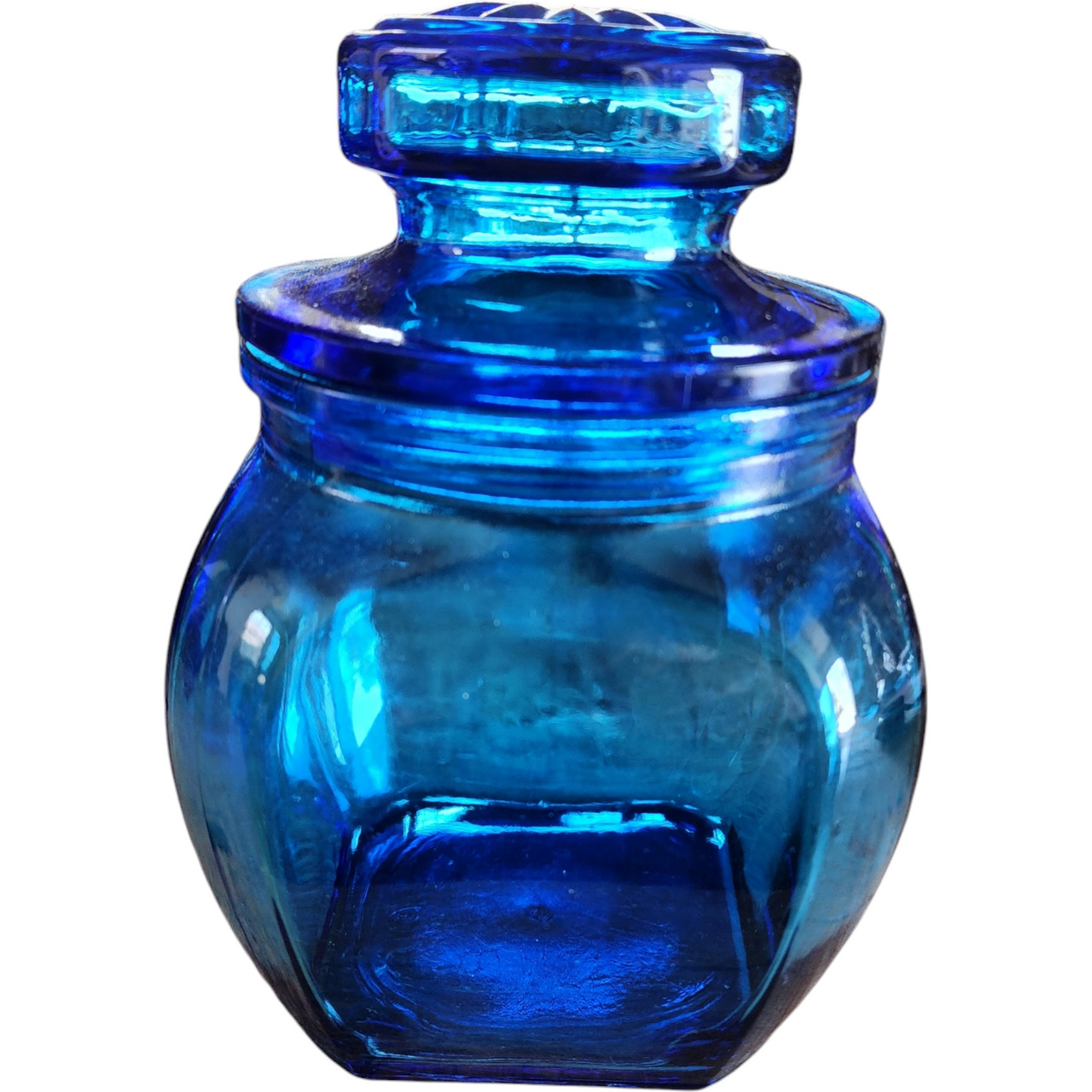 Royal Cobalt Blue Glass Small Apothecary Jar