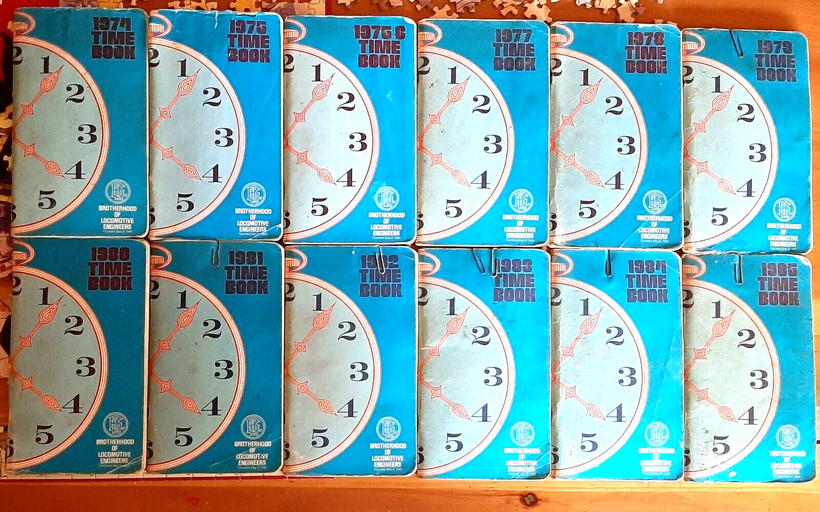 1974 - 85 Brotherhood of Locomotive Engineers Railroad Time Books VTG LOT of 12 1974 - 85 Brotherhood of Locomotive Engineers Railroad Time Books VTG LOT of 12