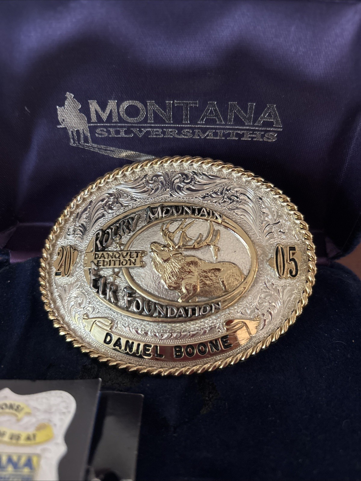 Rocky Mountain Elk Foundation 2005 Montana Silver Belt Buckle SD Western Rocky Mountain Elk Foundation 2005 Montana Silver Belt Buckle SD Western