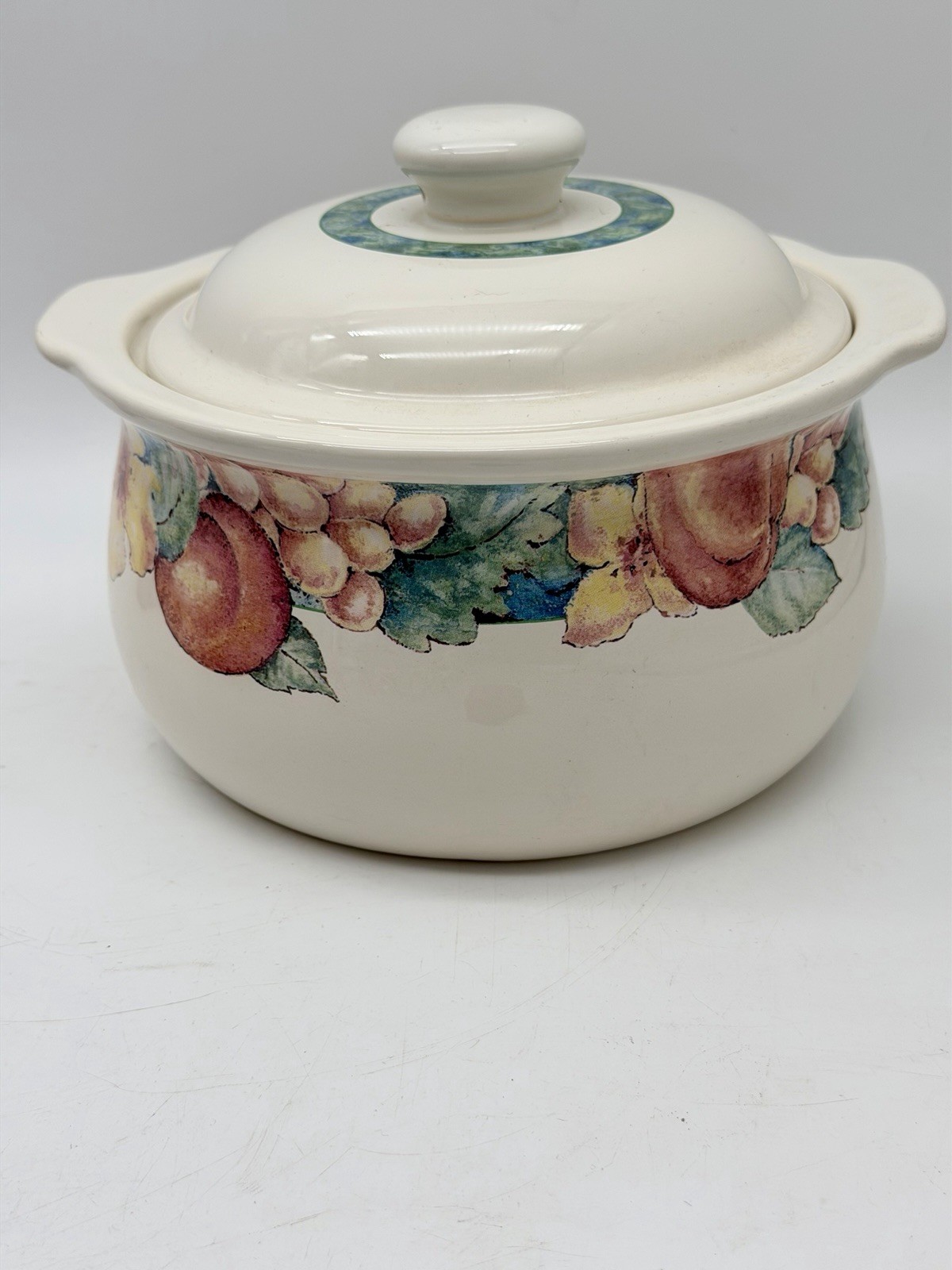J&G Meakin Millbrook Covered Casserole Dish Fruit Pattern Made in UK