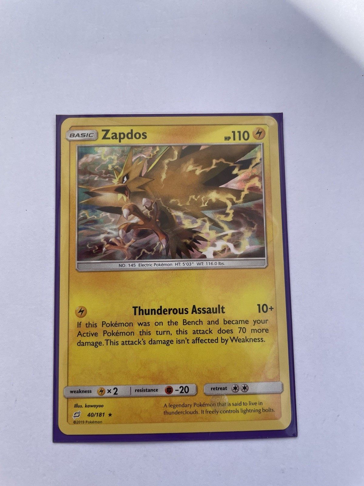Pokemon - Zapdos 40/181 - Team Up - Non Holo Rare - Near Mint