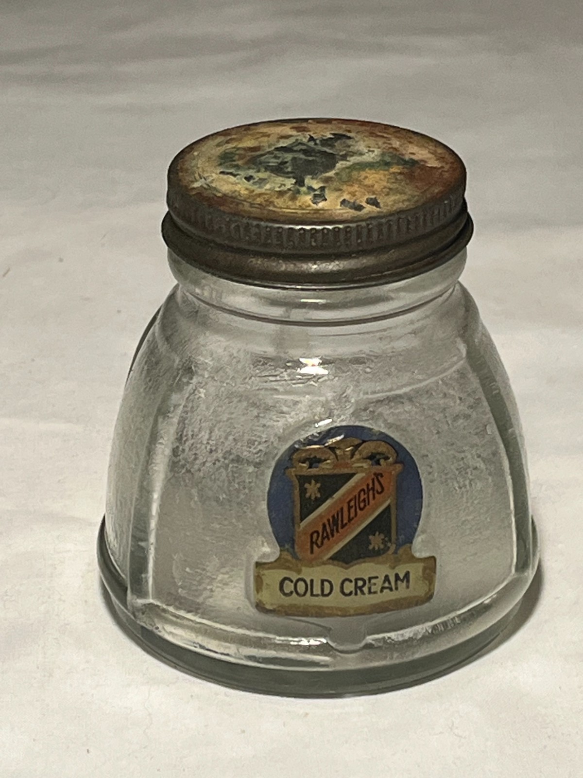 c1930s Rawleigh's Cold Cream Freeport Illinois clear Glass Cosmetic Jar c1930s Rawleigh's Cold Cream Freeport Illinois clear Glass Cosmetic Jar