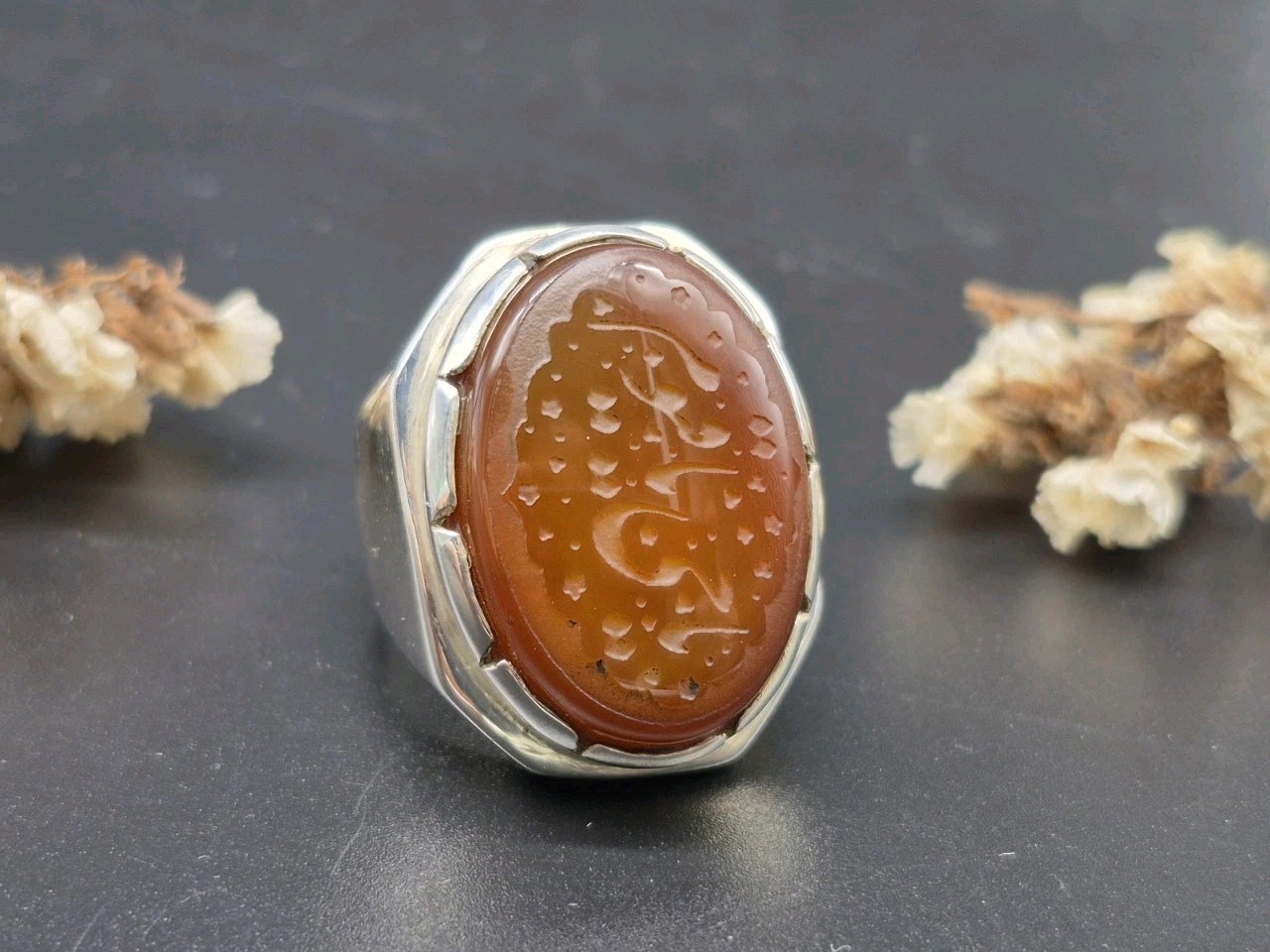 Rare Islamic Red Agate Ring , Handmade Islamic Agate Ring , Ya Hayyu Ya Qayyum Rare Islamic Red Agate Ring , Handmade Islamic Agate Ring , Ya Hayyu Ya Qayyum
