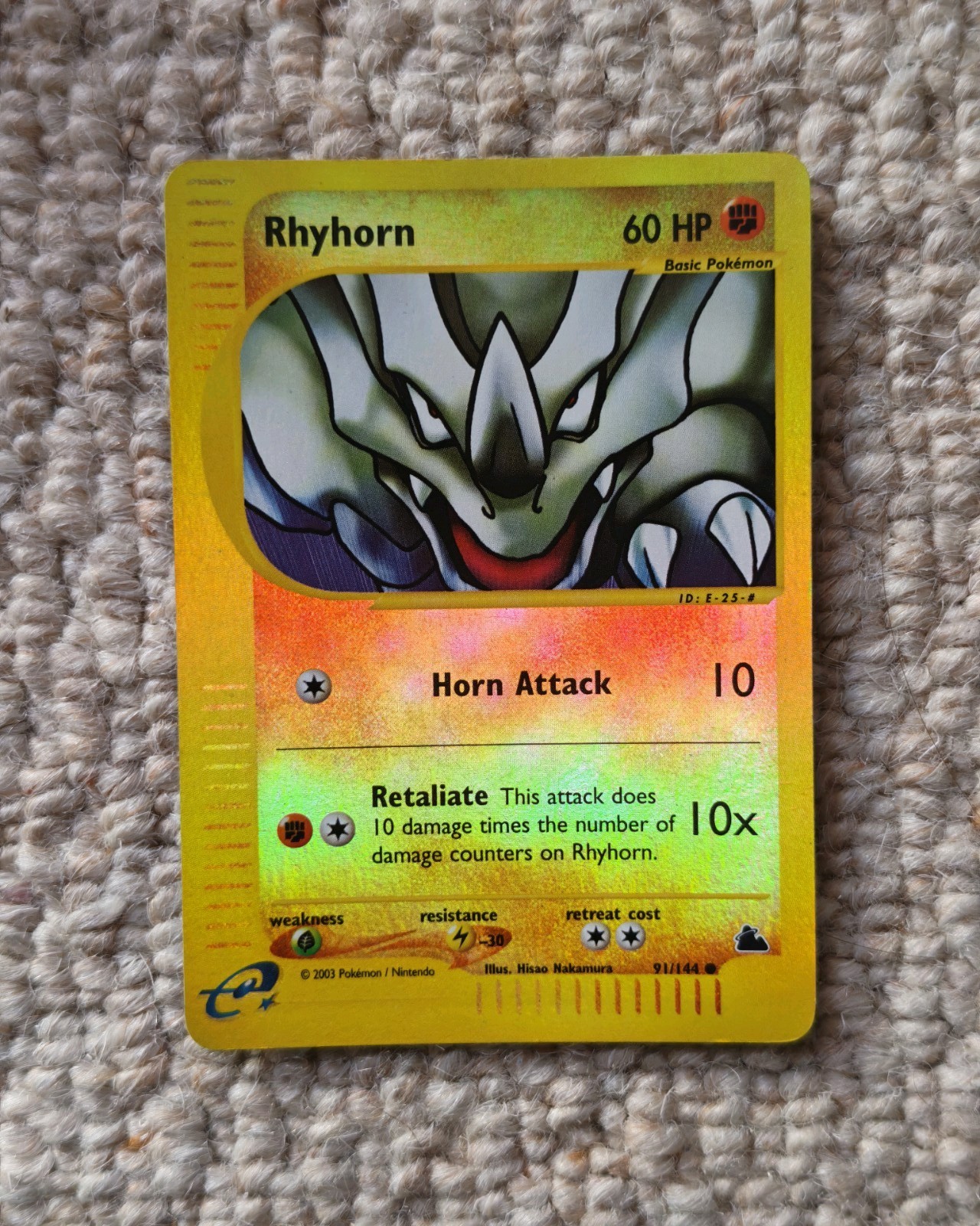 Pokemon TCG Rhyhorn 91/144 Skyridge Reverse Holo 2003 Pokemon TCG Rhyhorn 91/144 Skyridge Reverse Holo 2003