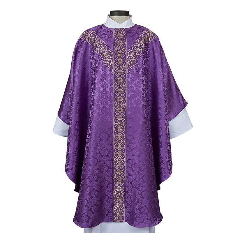 Monreale Collection Semi Gothic Chasuble Elegant Brocade Design Church Vestment