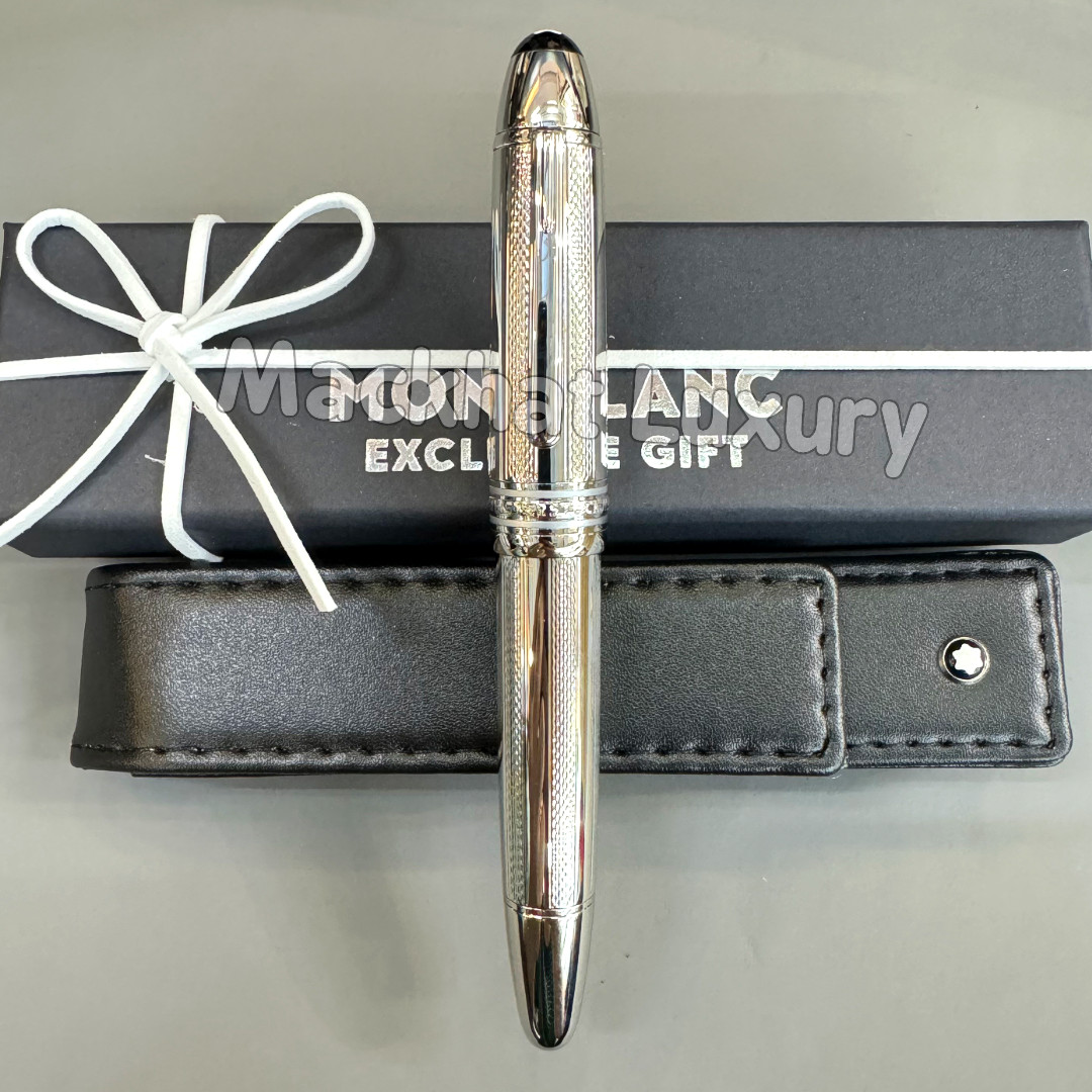 MONTBLANC Meisterstück 149 Silver Textured Fountain Pen Rare Luxury w/ Pouch