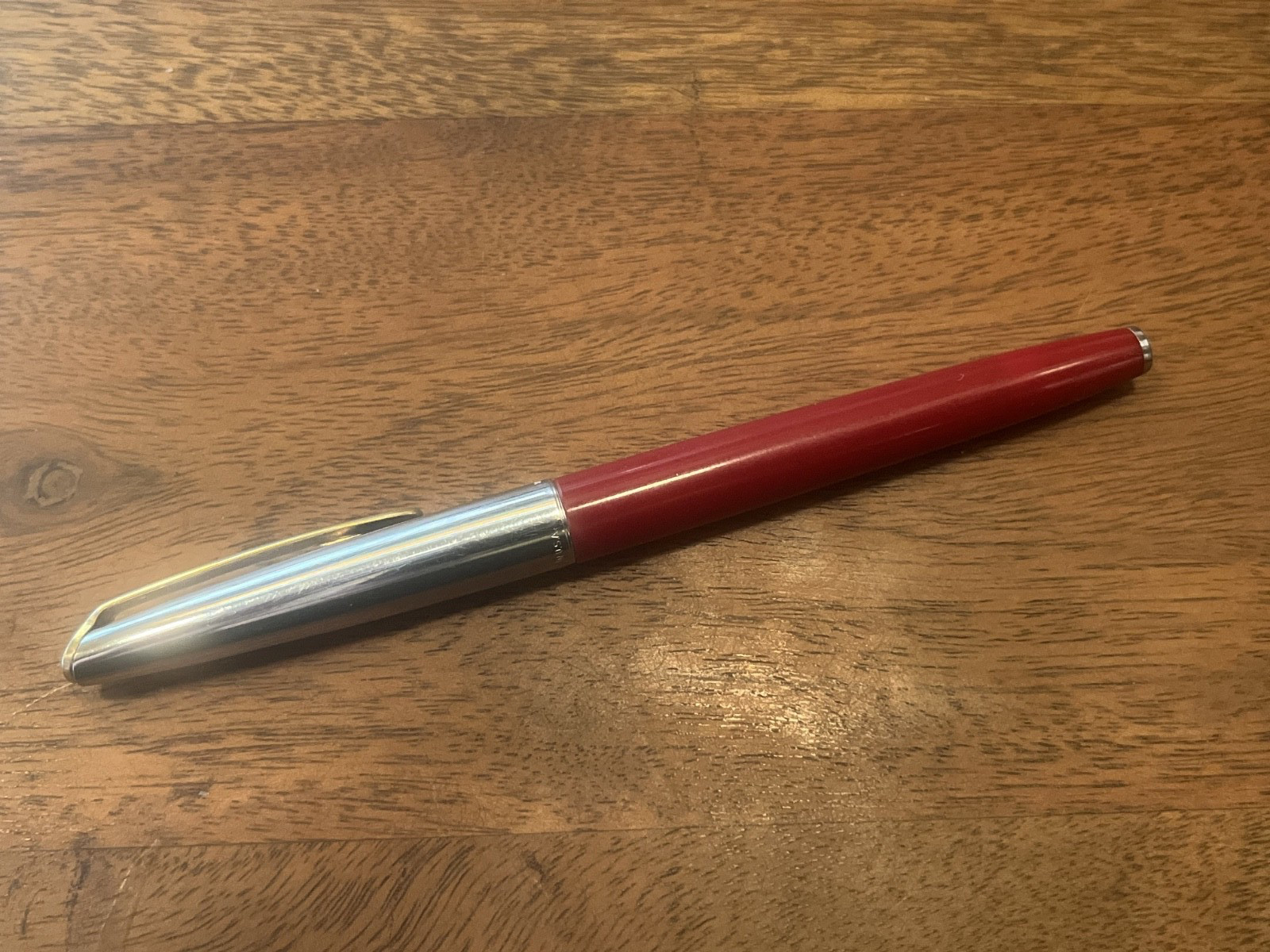 Vintage Waterman's C/F Fountain Pen Red Stainless Cap 14K Gold Nib Tested Writes Vintage Waterman's C/F Fountain Pen Red Stainless Cap 14K Gold Nib Tested Writes
