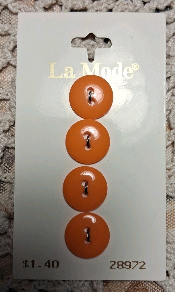 NEW Vintage 4 ORANGE 9/16TH La Mode Buttons FRANCE