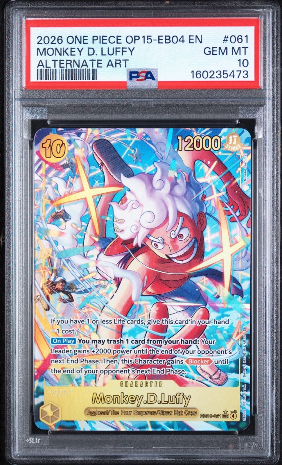 2026 ONE PIECE OP15-EB04-ADVENTURE ON KAMI\'S ISLAND #061 MONKEY D. LUFFY PSA 10