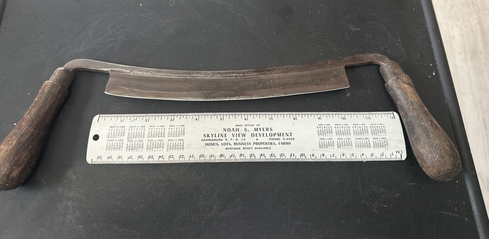 Antique James Swan Co. Draw Knife USA 10” Blade Early Repair On Handle See Pics