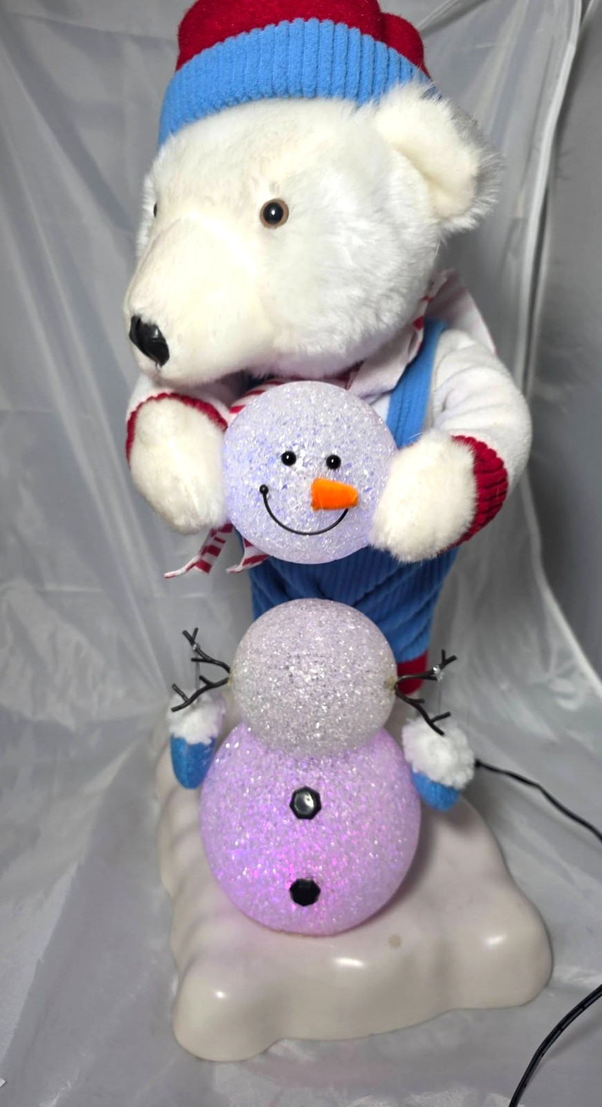 Vintage 2005 Pan Asian Animated Light Up Polar Bear Snowman Rare Video Christmas