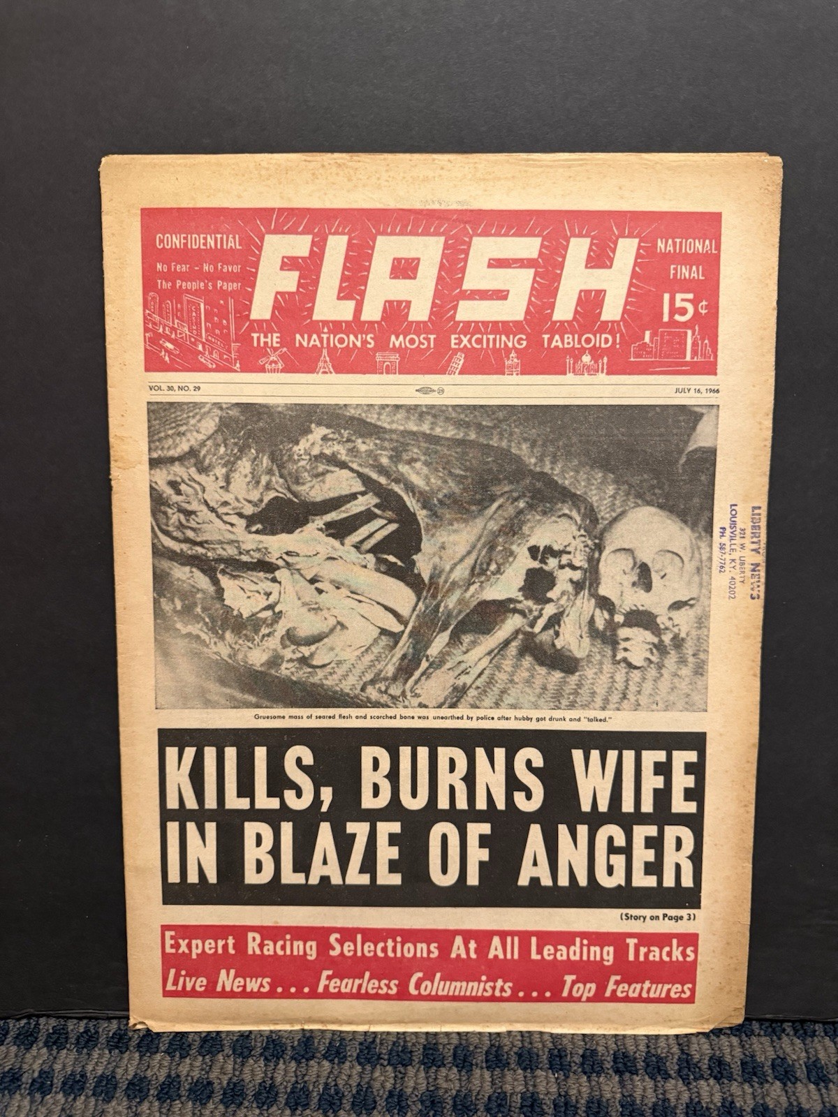 1966 Confidential Flash NewsPaper, Gruesome Blaze of Anger Kills Wife (VRN10/O)