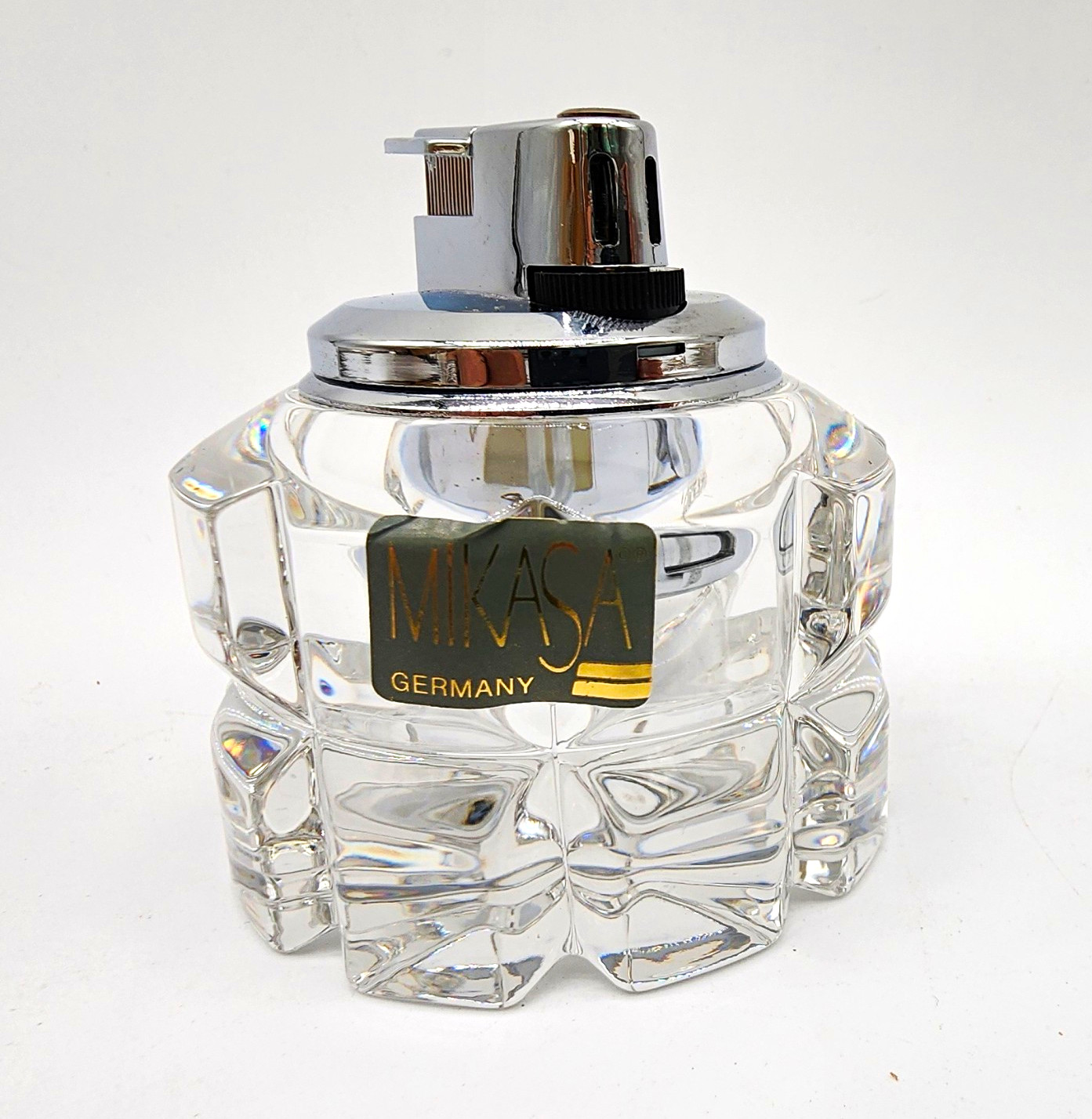 Vintage Mikasa Germany Crystal Table Lighter Butane Original Label Papers