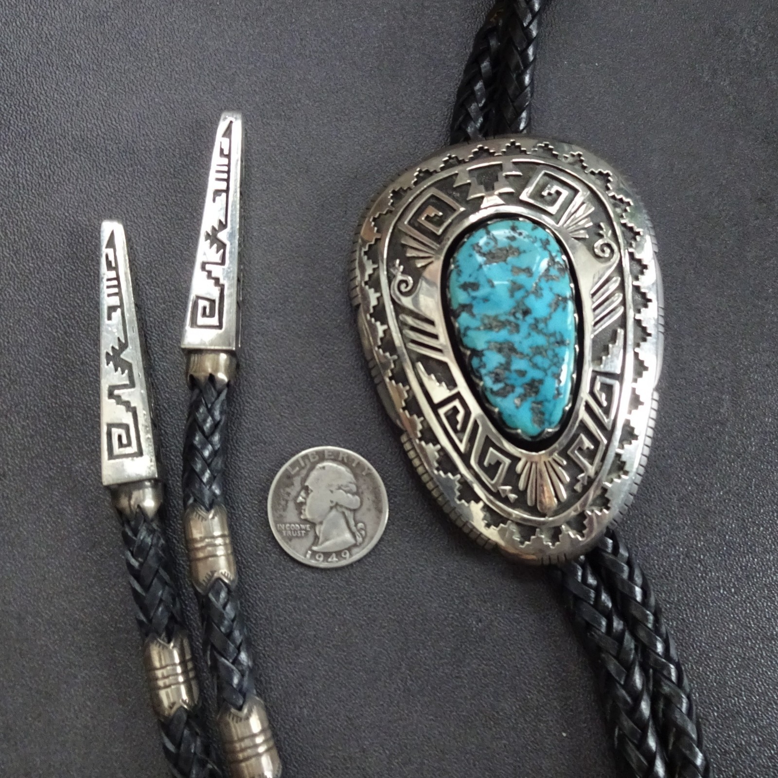 Huge MAGNIFICENT Henry Yazzie NAVAJO Sterling Silver KINGMAN TURQUOISE BOLO Tie Huge MAGNIFICENT Henry Yazzie NAVAJO Sterling Silver KINGMAN TURQUOISE BOLO Tie