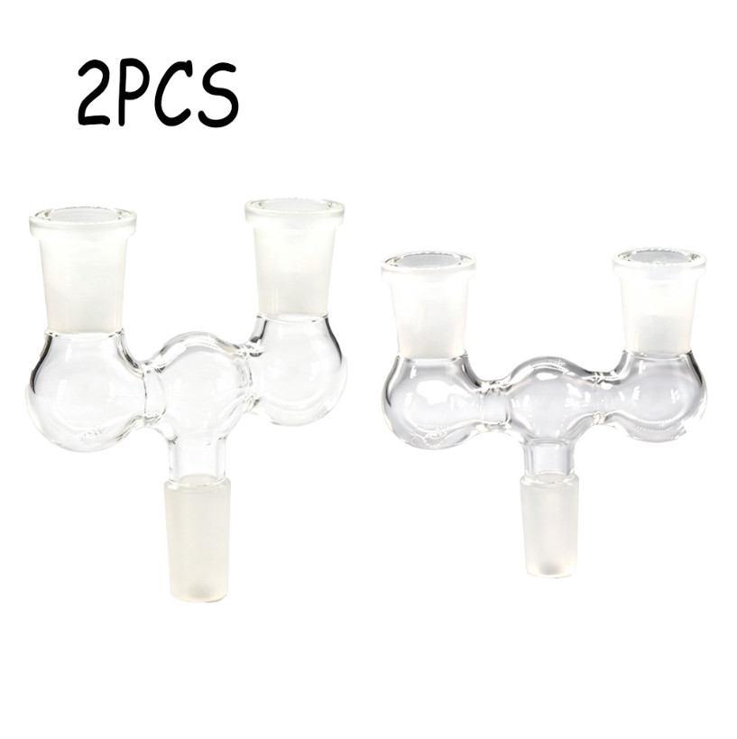 2PCS 3-in-1 14mm Glass Reclaim Adapter 14M to 14F Triple Bubble 3 Way Connector